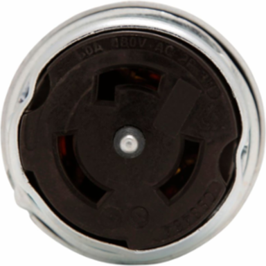 Locking Connector, California Standard, Armored, 50A, 480V, Two-Pole, Non-NEMA, Steel