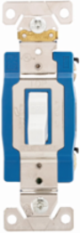 Eaton Arrow Hart industrial grade toggle switch, #14-10 AWG, 15A, Industrial, Flush mount, 120/277V, Back and side, Screw, White, Single-Pole, Single-Pole, Brass, Polycarbonate