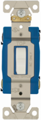 Eaton Arrow Hart industrial grade toggle switch, #14-10 AWG, 15A, Flush, 120/277V, Back and side, Screw, White, Load type: Motor Control, Fan, LED, Incandescent, ELV, MLV, CFL, Flourescent, Halogen, Double-Pole,Dual-pole,Brass,Polycarbonate
