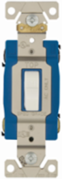 Eaton Arrow Hart industrial grade toggle switch, #14-10 AWG, 15A, Flush, 120/277V, Back and side, Screw, White, Load type: Motor Control, Fan, LED, Incandescent, ELV, MLV, CFL, Flourescent, Halogen, Double-Pole,Dual-pole,Brass,Polycarbonate