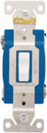 Eaton Arrow Hart industrial grade toggle switch, #14-10 AWG, 15A, Industrial, Wall, 120/277V, Back and side, Screw, White, Four-way, Brass, Terminals: 0.031 in, Polycarbonate