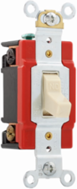 Eaton Arrow Hart industrial grade toggle switch, #14-10 AWG, 20A, Industrial, Flush, 120/277V, Back and side, Screw, Ivory, Single-Pole, Single-Pole, Brass, Polycarbonate