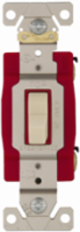 Eaton Arrow Hart industrial grade toggle switch, #14-10 AWG, 20A, Industrial, Flush, 120/277V, Back and side, Screw, Ivory, Single-Pole, Single-Pole, Brass, Polycarbonate