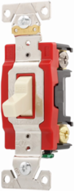 Eaton Arrow Hart industrial grade toggle switch, #14-10 AWG, 20A, Industrial, Flush, 120/277V, Back and side, Screw, Ivory, Double-Pole, Dual-pole, Brass, Polycarbonate