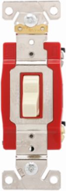 Eaton Arrow Hart industrial grade toggle switch, #14-10 AWG, 20A, Industrial, Flush, 120/277V, Back and side, Screw, Ivory, Double-Pole, Dual-pole, Brass, Polycarbonate