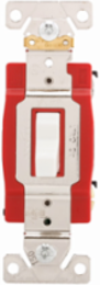 Eaton Arrow Hart industrial grade toggle switch, #14-10 AWG, 20A, Industrial, Wall, 120/277V, Back and side, Screw, White, Three-Way, Brass, Terminals: 0.031 in, Polycarbonate