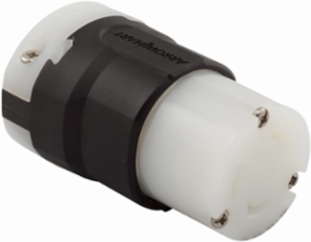 Eaton Arrow Hart ultra grip locking connector, #16-8 AWG, 30A, Industrial, 250V, Back wiring, Black, white, Ultra grip, L6-30, Two-pole, Three-wire, Nylon
