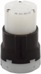 Eaton Arrow Hart ultra grip locking connector, #16-8 AWG, 30A, Industrial, 250V, Back wiring, Black, white, Ultra grip, L6-30, Two-pole, Three-wire, Nylon