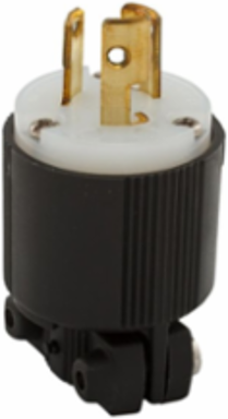 Locking Plug, Safety Grip, 15A, 277V, Two-Pole, 3-Wire, Nylon, Black/White
