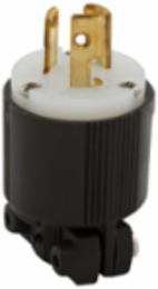 Locking Plug, Safety Grip, 15A, 277V, Two-Pole, 3-Wire, Nylon, Black/White