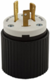 Locking Plug, Auto Grip, 20A, 600V, Two-Pole, 3-Wire, Nylon, Black/White