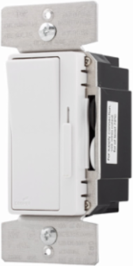 Eaton decorator dimmer, Preset feature, #14 - 12 AWG, 120 V, Bck and sd wiring, Slide actuator, Screw term conn, Indoor, 60 Hz, 1-pole, 3-way, multi-locat, Polycarb housing, 600 W 731075