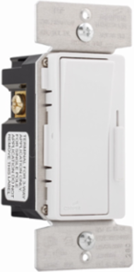 Eaton decorator dimmer, Preset feature, #14 - 12 AWG, 120 V, Bck and sd wiring, Slide actuator, Screw term conn, Indoor, 60 Hz, 1-pole, 3-way, multi-locat, Polycarb housing, 600 W 731075