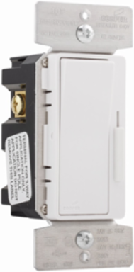 Eaton decorator dimmer, Preset feature, #14 - 12 AWG, 120/277V, Bck and sd wiring, Slide actuator, Almond, ivory, wht, 1000 sq ft coverage illumination, LED, FLR, 1-pole, 3-way, 1200W, 1660W 736827