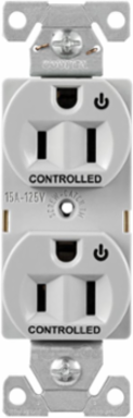 Modular Duplex Receptacle, EZLink, 15A, 125 Vac, NEMA 5-15R, Dual Controlled, Gray