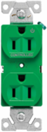 Modular Duplex Receptacle, EZLink, 15A, 125 Vac, NEMA 5-15R, Half Controlled, Green