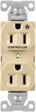 EZLink Modular Duplex Receptacle, 15A, 125V, Half Controlled, NEMA 5-15R, Ivory