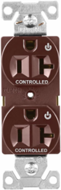 EZLink Modular Duplex Receptacle, 20A, 125V, Dual Controlled, NEMA 5-20R, Brown