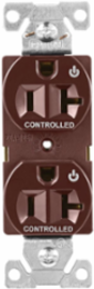 EZLink Modular Duplex Receptacle, 20A, 125V, Dual Controlled, NEMA 5-20R, Brown