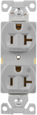 EZLink Modular Duplex Receptacle, 20A, 125V, Dual Controlled, NEMA 5-20R, Green