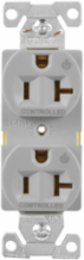 EZLink Modular Duplex Receptacle, 20A, 125V, Dual Controlled, NEMA 5-20R, Green