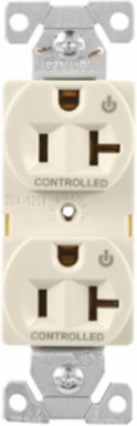 EZLink Modular Duplex Receptacle, 20A, 125V, Dual Controlled, NEMA 5-20R, Light Almond
