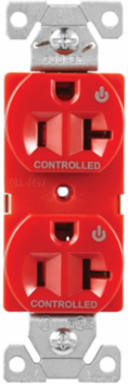 EZLink Modular Duplex Receptacle, 20A, 125V, Dual Controlled, NEMA 5-20R, Red