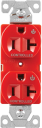 EZLink Modular Duplex Receptacle, 20A, 125V, Dual Controlled, NEMA 5-20R, Red