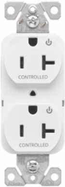 Modular Duplex Receptacle, EZLink, 20A, 125V, NEMA 5-20R, Dual Controlled, White