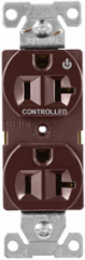 Modular Duplex Receptacle, EZLink, 20A, 125V, NEMA 5-20R, Half Controlled, Brown