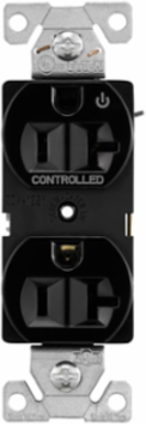 Modular Duplex Receptacle, EZLink, 20A, 125V, NEMA 5-20R, Half Controlled, Black