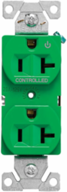 Modular Duplex Receptacle, EZLink, 20A, 125V, NEMA 5-20R, Half Controlled, Green