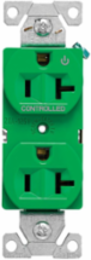 Modular Duplex Receptacle, EZLink, 20A, 125V, NEMA 5-20R, Half Controlled, Green