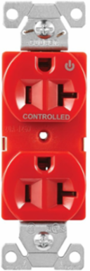 Modular Duplex Receptacle, EZLink, 20A, 125V, NEMA 5-20R, Half Controlled, Red