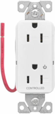 Modular Decorator Receptacle, EZLink, 15A, 125V, Half Controlled, NEMA 5-15R, Light Almond