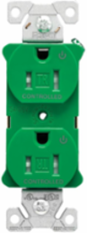Modular Duplex Receptacle, 15A, 125 Vac, NEMA 5-15R, Tamper-Resistant, Dual Controlled, Green