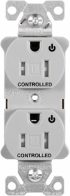 Modular Duplex Receptacle, 15A, 125 Vac, NEMA 5-15R, Tamper-Resistant, Dual Controlled, Gray