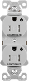 Modular Duplex Receptacle, 15A, 125 Vac, NEMA 5-15R, Tamper-Resistant, Dual Controlled, Gray