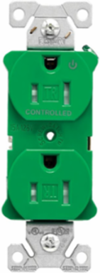 Modular Duplex Receptacle, EZLink, 15A, 125V, Tamper-Resistant, Half Controlled, NEMA 5-15R, Green