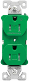 Modular Duplex Receptacle, EZLink, 15A, 125V, Tamper-Resistant, Half Controlled, NEMA 5-15R, Green