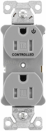 Modular Duplex Receptacle, EZLink, 15A, 125V, Tamper-Resistant, Half Controlled, NEMA 5-15R, Gray