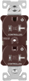 Modular Duplex Receptacle, EZLink, 20A, 125V, Tamper-Resistant, Dual Controlled, NEMA 5-20R, Brown