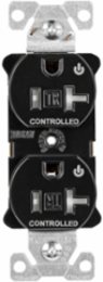 Modular Duplex Receptacle, EZLink, 20A, 125V, Tamper-Resistant, Dual Controlled, NEMA 5-20R, Black