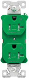 Modular Duplex Receptacle, EZLink, 20A, 125V, Tamper-Resistant, Dual Controlled, NEMA 5-20R, Green