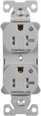 Modular Duplex Receptacle, EZLink, 20A, 125V, Tamper-Resistant, Dual Controlled, NEMA 5-20R, Gray