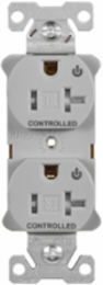 Modular Duplex Receptacle, EZLink, 20A, 125V, Tamper-Resistant, Dual Controlled, NEMA 5-20R, Gray