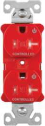 Modular Duplex Receptacle, EZLink, 20A, 125V, Tamper-Resistant, Dual Controlled, NEMA 5-20R, Red