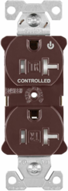 EZLink Modular Duplex Receptacle, 20A, 125V, Half Controlled, Tamper-Resistant, NEMA 5-20R, Brown