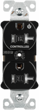 EZLink Modular Duplex Receptacle, 20A, 125V, Half Controlled, Tamper-Resistant, NEMA 5-20R, Black