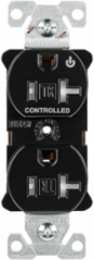 EZLink Modular Duplex Receptacle, 20A, 125V, Half Controlled, Tamper-Resistant, NEMA 5-20R, Black